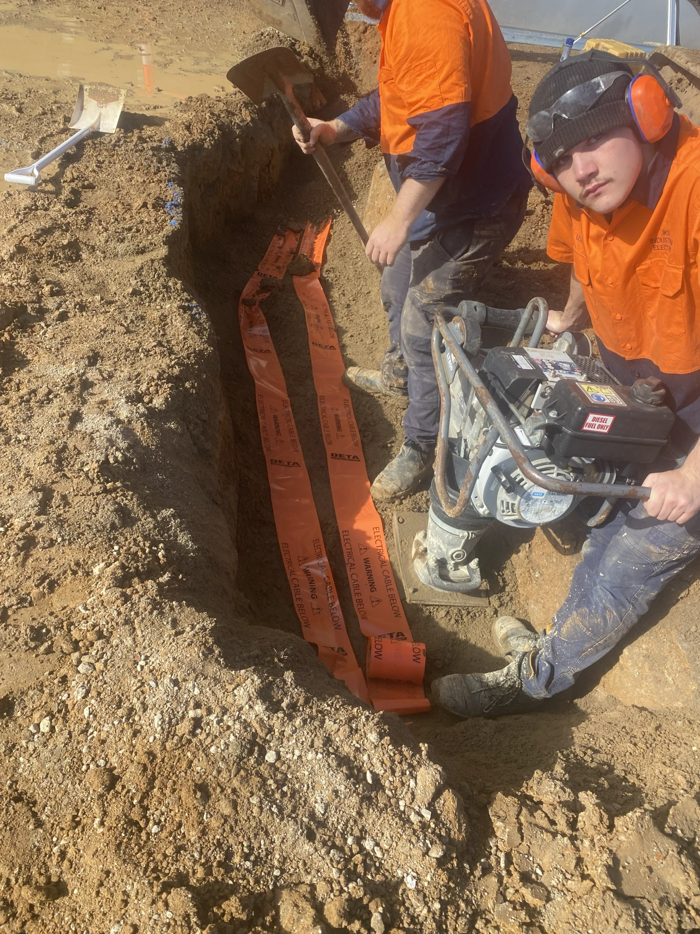 Electrical Trenching Warning Tape Installation